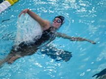 Army Sergeant First Class Elizabeth Marks swims the backstroke during the U.S. Paralympic Team Trials in June 2024.